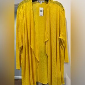 Caroline Rose  Yellow Open Front Sweater